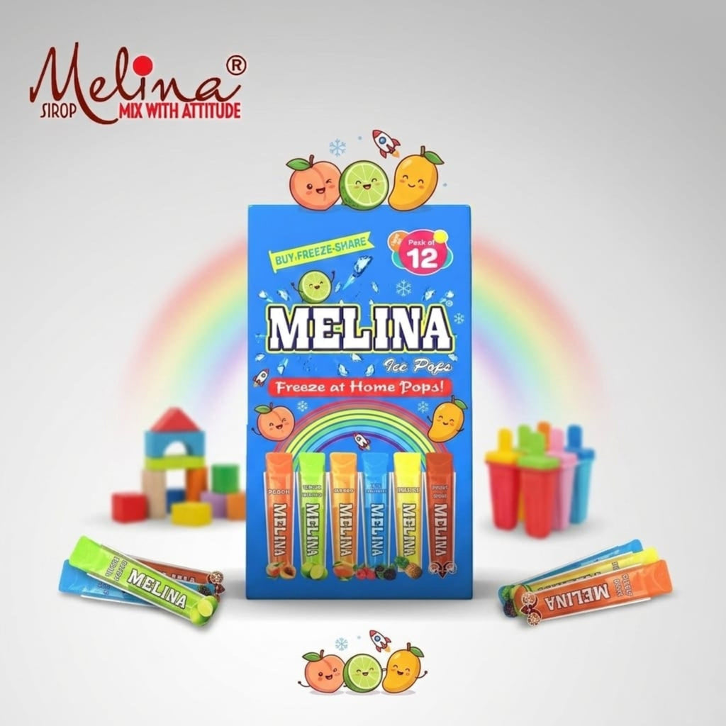 Melina® Ice Pops – 6 Assorted Flavors Freezing Pops Pack of 12