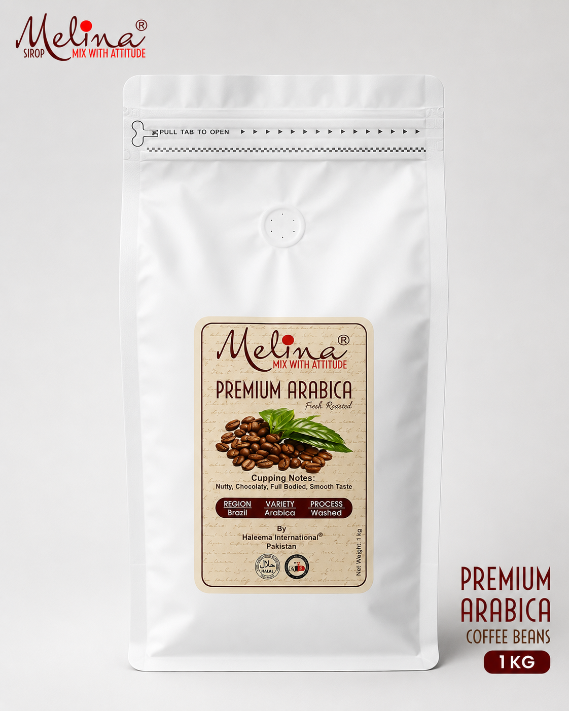 Melina® Premium Arabica Coffee Beans 100% Pure Blend – 1 KG