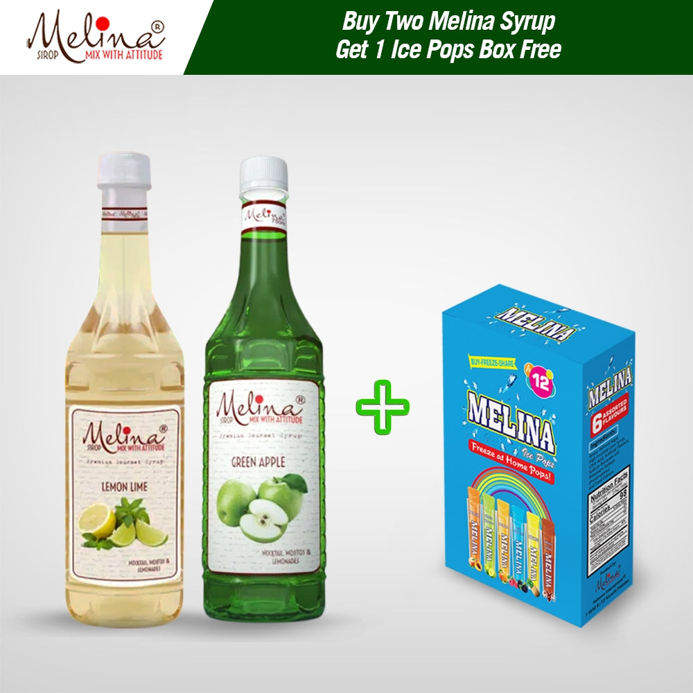Lemon Lime + Green Apple Flavored Syrup with Free Ice Pop Pack