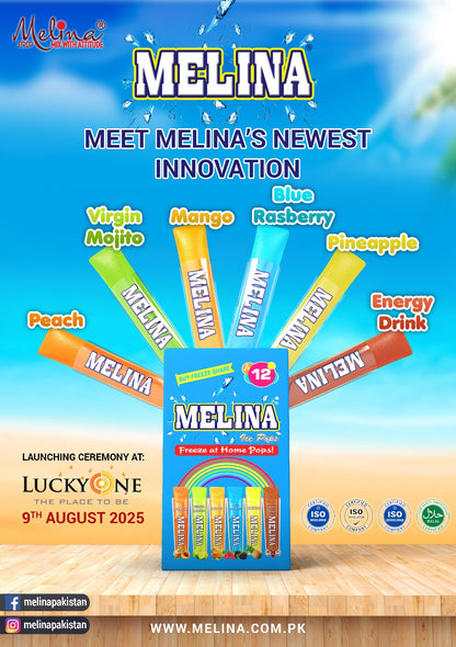 MELINA ICE POPS / FREEZING POPS  6 Assorted Flavors (Pack of 12)