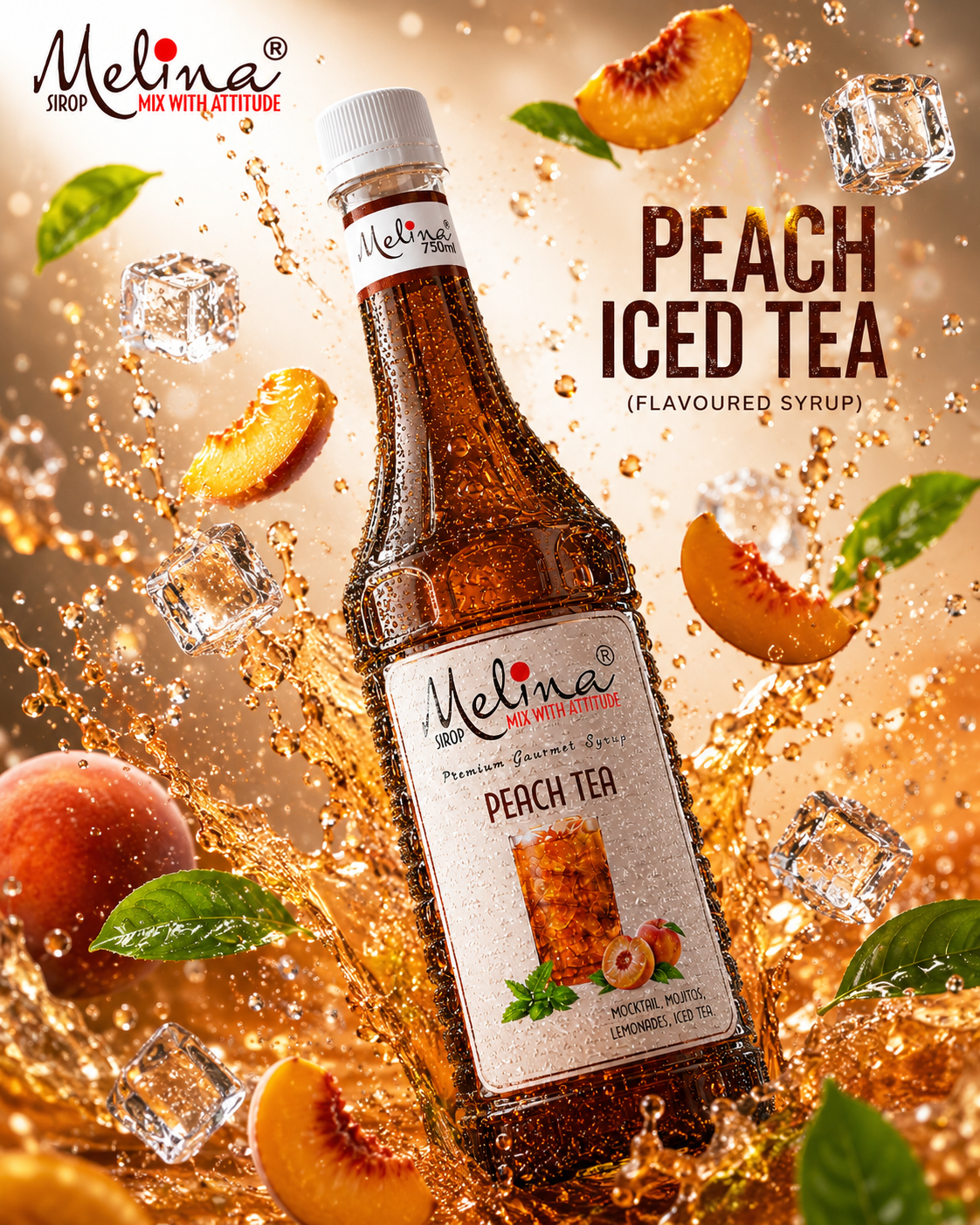 Peach Iced Tea Flavored Syrup 750ml