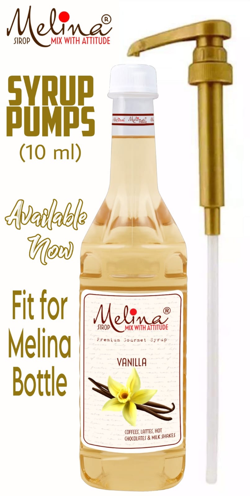 Melina® Syrup Bottle Pump for Coffee, Milk Tea & Syrup Dispensing