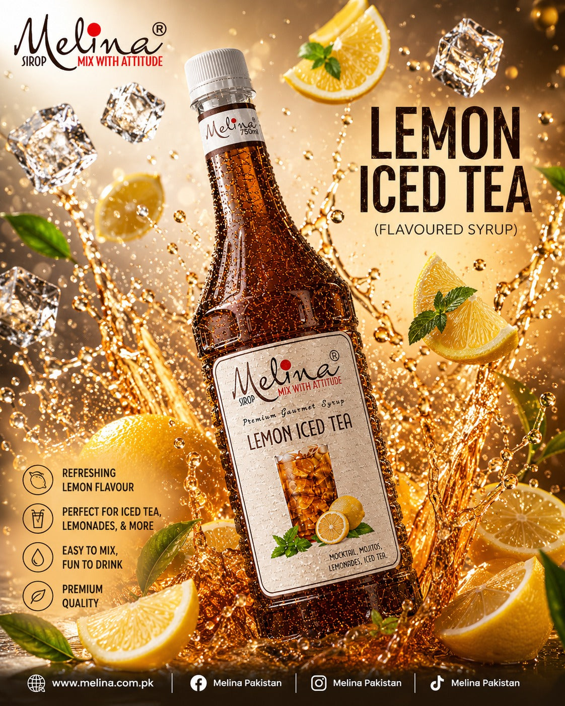Lemon Iced Tea Flavored Syrup - 750Ml