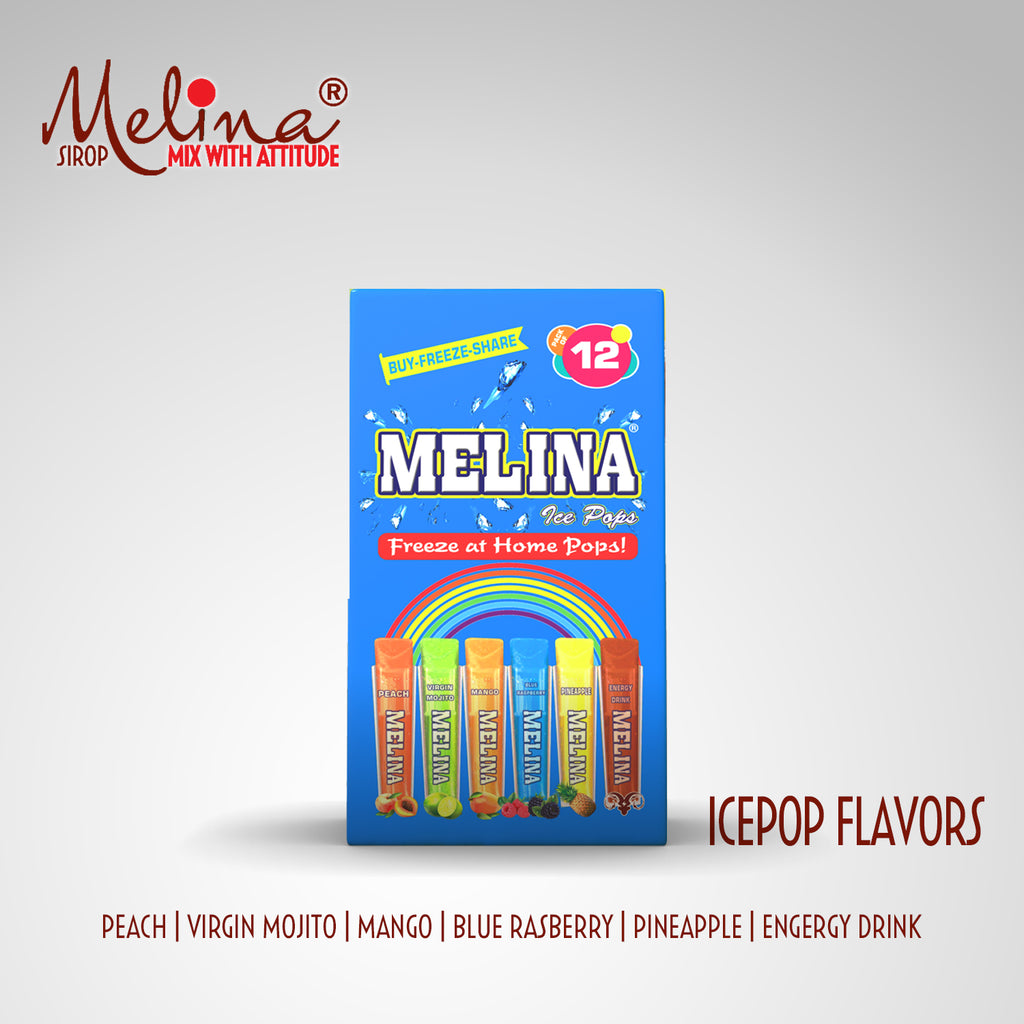 Melina® Ice Pops – 6 Assorted Flavors Freezing Pops Pack of 12